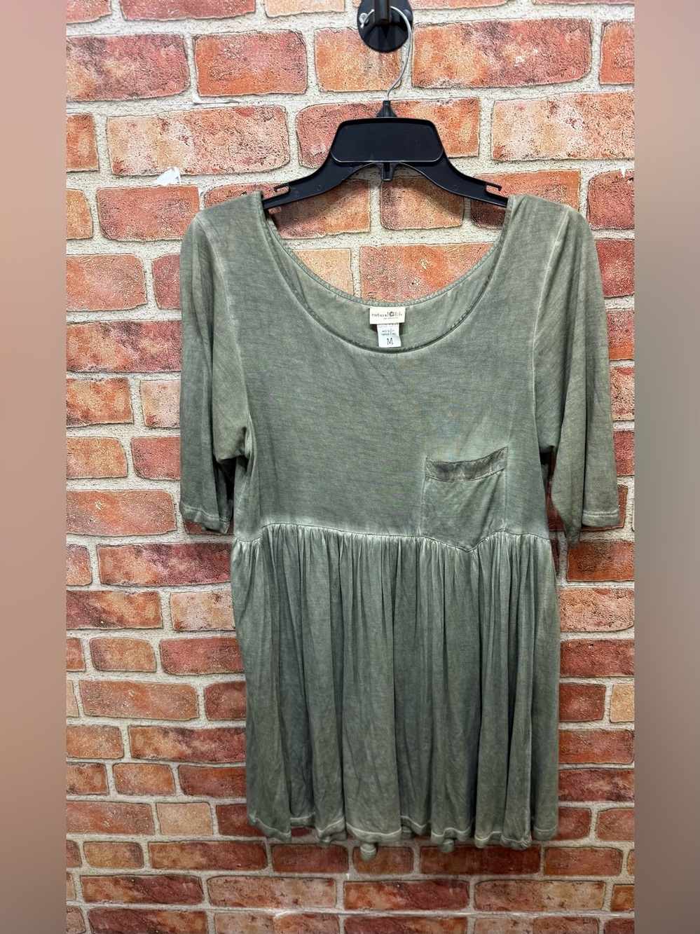 Natural Life burn out mineral wash babydoll earth core, grunge mini dress